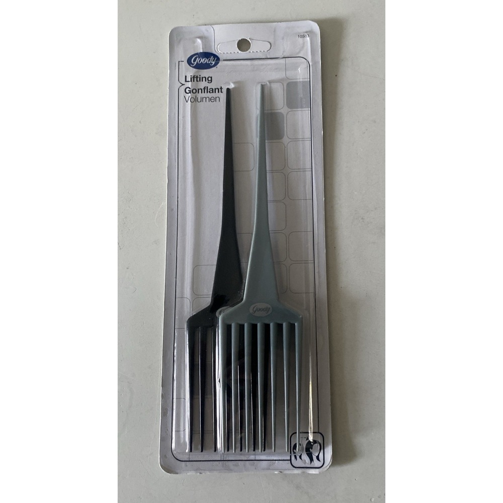 Vintage 2008 Goody Hair Picks Black Gray Plastic Hair Lift Pick set of 2